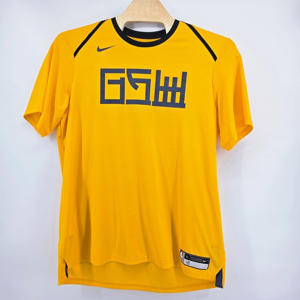 Nike Golden State Warriors The Bay Dri-Fit Shirt Yellow NBA GSW Gameday Mens XL